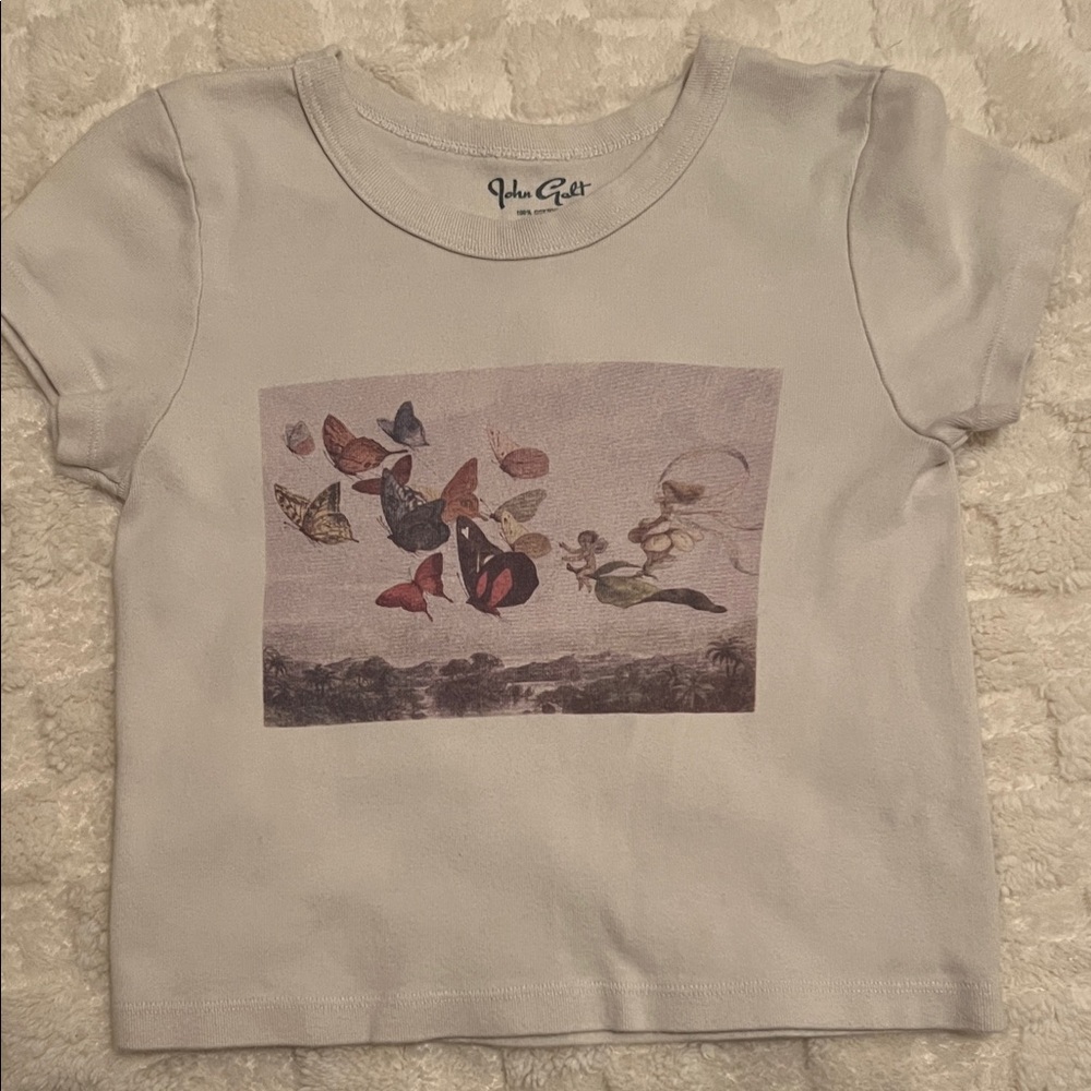 brandy melville/john galt graphic butterfly baby tee 🤎🦋
